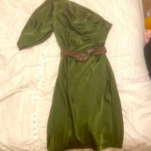 Green silk dress